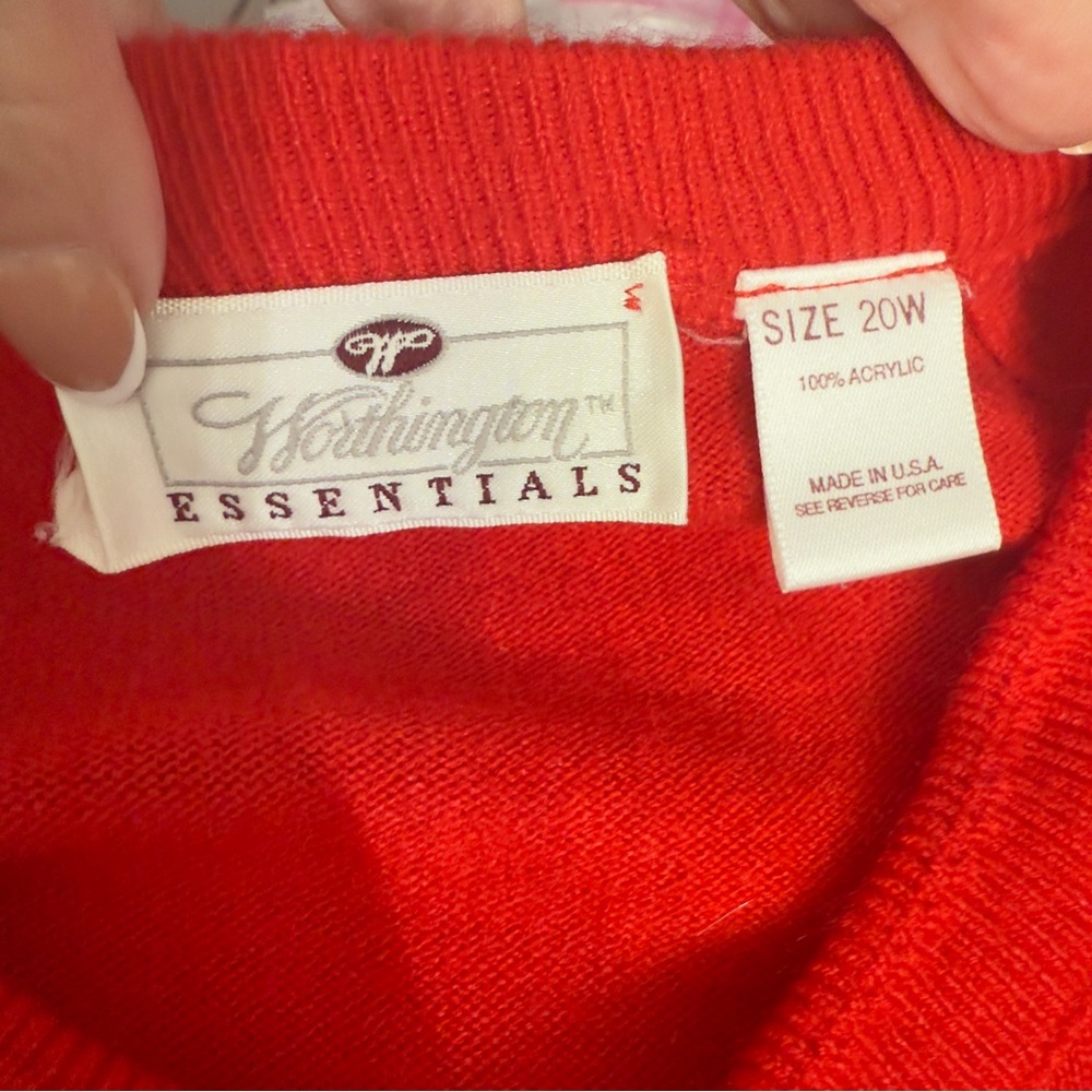 Vintage Worthington Essentials red button up cardigan sweater size 20W - Picture 6 of 8